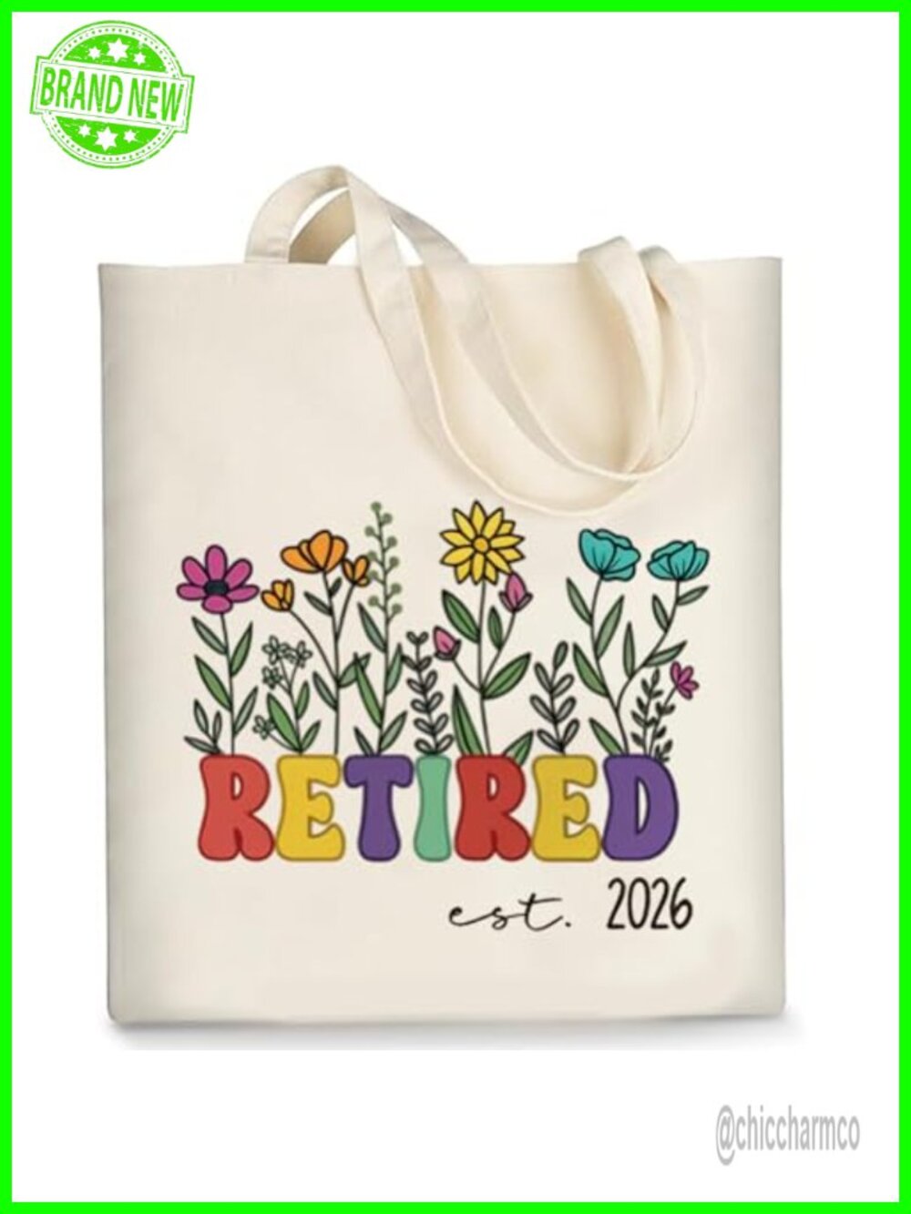 Floral Canvas Tote Bag Retirement Gift 2026 Extended Handles